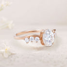 Unique Oval Moissanite 18K Rose Gold Engagement Ring Swirling Romance Bridal Ring