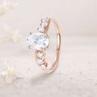 Unique Oval Moissanite 18K Rose Gold Engagement Ring Swirling Romance Bridal Ring
