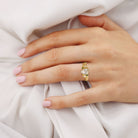 Unique floral engagement rings Pear Moissanite With leaves 18K Yellow Gold Engagement Ring