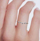 Unique floral engagement rings Round Lab Sapphire Wedding Band 18K White Gold  Engagement Ring