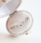 Unique floral engagement rings Round Lab Sapphire Wedding Band 18K White Gold  Engagement Ring