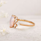 Unique floral engagement rings Marquise Lab Opal Butterfly Fairy 18K Yellow Gold Engagement Ring