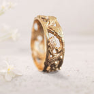 Unique floral 18K Rose Gold engagement rings Oak Leaves and Acorns Ring Wedding Band For Men