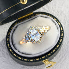 Unique Briar Moon Three Stone Oval Moissanite 14k white gold Engagement Ring