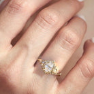 Unique Briar Moon Three Stone Oval Moissanite 14k white gold Engagement Ring