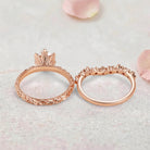Vintage Floral Round Lab Grown Diamond 14K Yellow Gold Bridal Ring Set