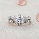 Vintage Floral Round Lab Grown Diamond 14K Yellow Gold Bridal Ring Set