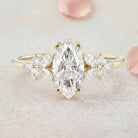 Vintage Petal Cluster Marquise Lab Grown Diamond 14K Yellow Gold Engagement Ring