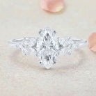 Vintage Petal Cluster Marquise Lab Grown Diamond 14K Yellow Gold Engagement Ring