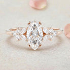Vintage Petal Cluster Marquise Lab Grown Diamond 14K Yellow Gold Engagement Ring