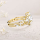 Unique floral engagement rings Kite Moissanite 18K Yellow Gold Butterfly Cluster Ring Set