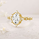 Vintage floral engagement rings Oval 18K Yellow Gold Moissanite Ring Wedding Ring