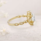 Vintage floral engagement rings Oval 18K Yellow Gold Moissanite Ring Wedding Ring