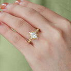 Vintage floral engagement rings Oval 18K Yellow Gold Moissanite Ring Wedding Ring