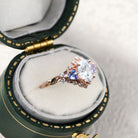 Unique Briar Half Halo Oval Moissanite and Lab Tanzanite 18K Rose Gold Ring
