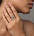 Unique floral engagement rings Briar Rose Starlight Marquise Green Lab Sapphire 18K Yellow Gold Ring 