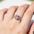 Oval Pink Sapphire Moissanite Engagement Ring - Orlina Jewelry