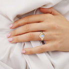 Unique floral engagement rings Kite Lab Opal Engagement Ring Leaf Flower Aquamarine 18K Yellow Gold Wedding Ring