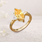 Vintage Three Stone Oval Citrine 18K Yellow Gold Engagement Ring