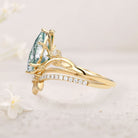 Unique floral engagement rings Kite Moss Agate Leafy 18K Yellow Gold Engagement Ring Set Bridal Set