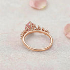 Vintage Botanical Pear Cut Pink Sapphire and Diamond 14K Rose Gold Engagement Ring