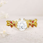 Unique floral engagement rings Pear Moissanite Rose Flower Inspired 18K Yellow Gold Engagement Ring