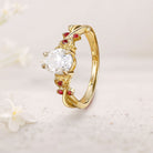 Unique floral engagement rings Pear Moissanite Rose Flower Inspired 18K Yellow Gold Engagement Ring