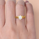 Unique floral engagement rings Pear Moissanite Rose Flower Inspired 18K Yellow Gold Engagement Ring