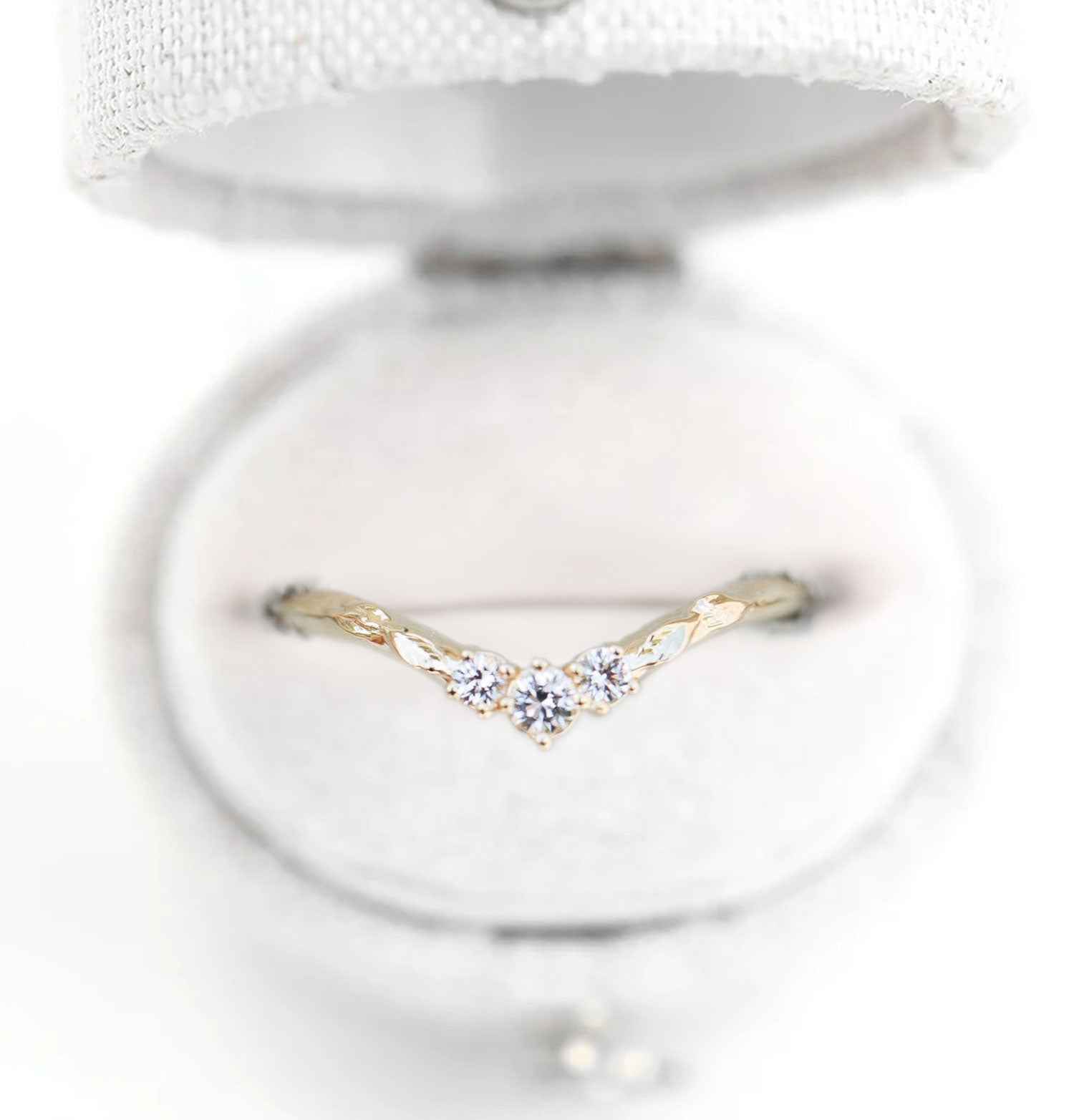 Unique Round Moissanite Wedding Band floral 18K Yellow Gold  Engagement Ring
