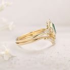 Vintage floral engagement rings Oval Moss Agate Milgrain18K Yellow Gold Engagement Ring Set