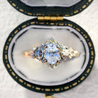 Unique Briar Moon Three Stone Oval Moissanite Engagement Ring - Orlina Jewelry