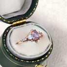 Unique Briar Rose Five Stone Pear Padparadscha and Moonstone Ring - Orlina Jewelry