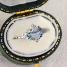 Unique Briar Rose Three Stone Oval Lab Grown Diamond and Aquamarine Ring - Orlina Jewelry
