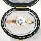 Unique Celestial Round Moissanite and Alexandrite Engagement Ring - Orlina Jewelry