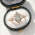 Unique Elvindell Starlight Marquise Green Lab Sapphire Cluster Ring - Orlina Jewelry