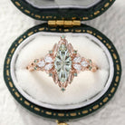 Unique Elvindell Starlight Marquise Green Lab Sapphire Cluster Ring - Orlina Jewelry