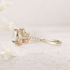 Unique Oval Moissanite Leafy 18K Yellow Gold Engagement Ring