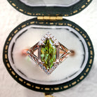 Unique Marquise Green Lab Sapphire Ring - Orlina Jewelry