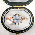 Unique Marquise Moissanite and Green Lab Sapphire Engagement Ring - Orlina Jewelry