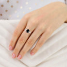 Unique Pear Black Onyx 18K Rose Gold Engagement Ring Simple Cluster Bridal Ring