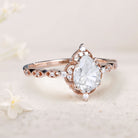 Vintage Pear Moissanite 18K Rose Gold Engagement Ring Bridal Ring