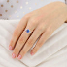 Unique Pear Lab Sapphire 18K Rose Gold Engagement Ring Simple Cluster Bridal Ring