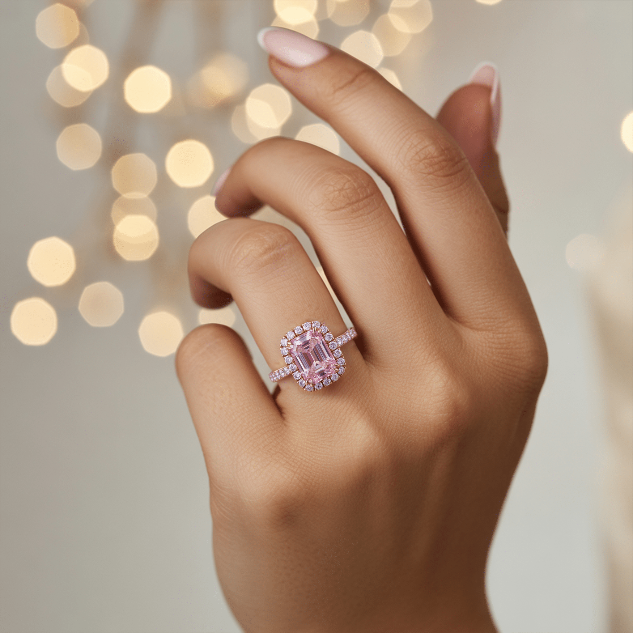 Pink Halo Ring - Oore Jewelry