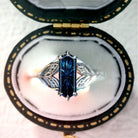Unique Starlight Oval Blue Lab Sapphire Engagement Ring - Orlina Jewelry