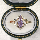 Vintage Briar Moon Starlight Pear Purple Lab Sapphire Ring - Orlina Jewelry