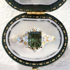 Vintage Briar Rose Starlight Emerald Green Lab Sapphire Engagement Ring - Orlina Jewelry