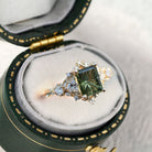 Vintage Briar Rose Starlight Emerald Green Lab Sapphire Engagement Ring - Orlina Jewelry
