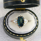 Vintage Briar Rose Starlight Oval Green Lab Sapphire Ring - Orlina Jewelry