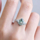 Vintage Briar Rose Starlight Pear Light Green Lab Sapphire Ring - Orlina Jewelry