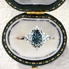 Vintage Briar Rose Starlight Pear Shaped Teal Lab Sapphire Ring - Orlina Jewelry
